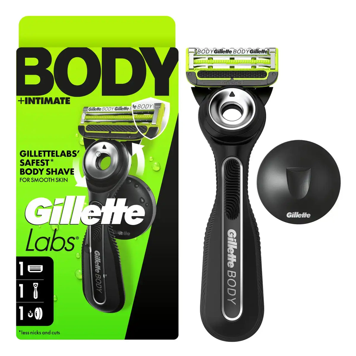 GilletteLabs Body + Intimate Razor For Men with Magnetic Shower Hanger